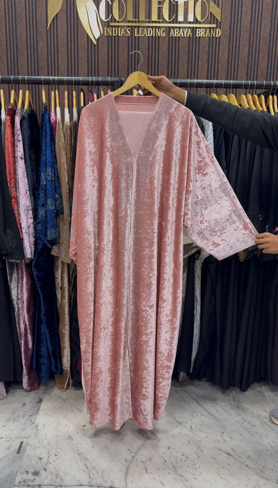 ANAYA VELVET KAFTAN ABAYA | PEACH