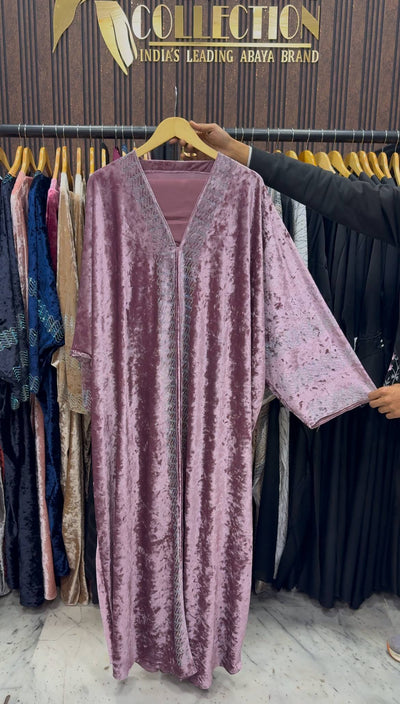 ANAYA VELVET KAFTAN ABAYA | BABY PINK