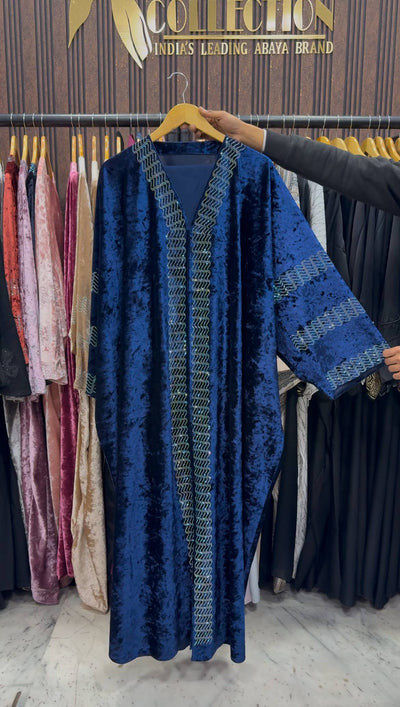 ANAYA VELVET KAFTAN ABAYA | NAVY BLUE