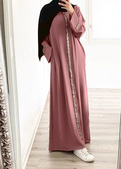 LAIBA STONE LACE ABAYA | LITE PINK