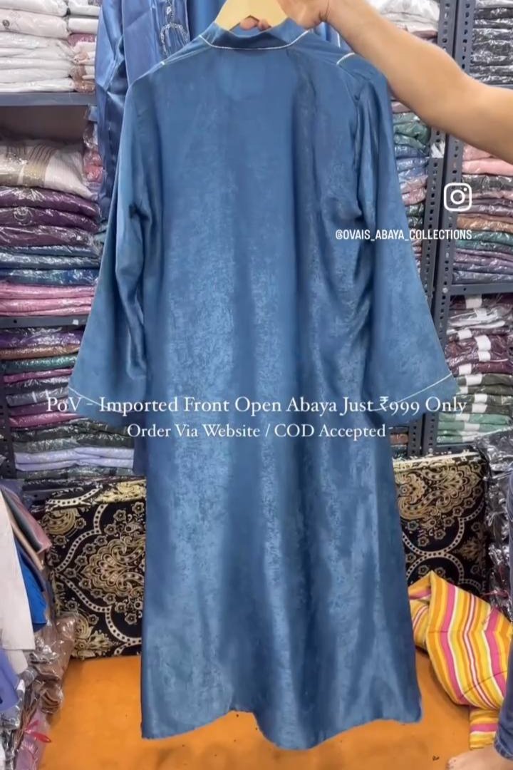 Amara Imported Front Open Abaya BLUE ( New Launch )