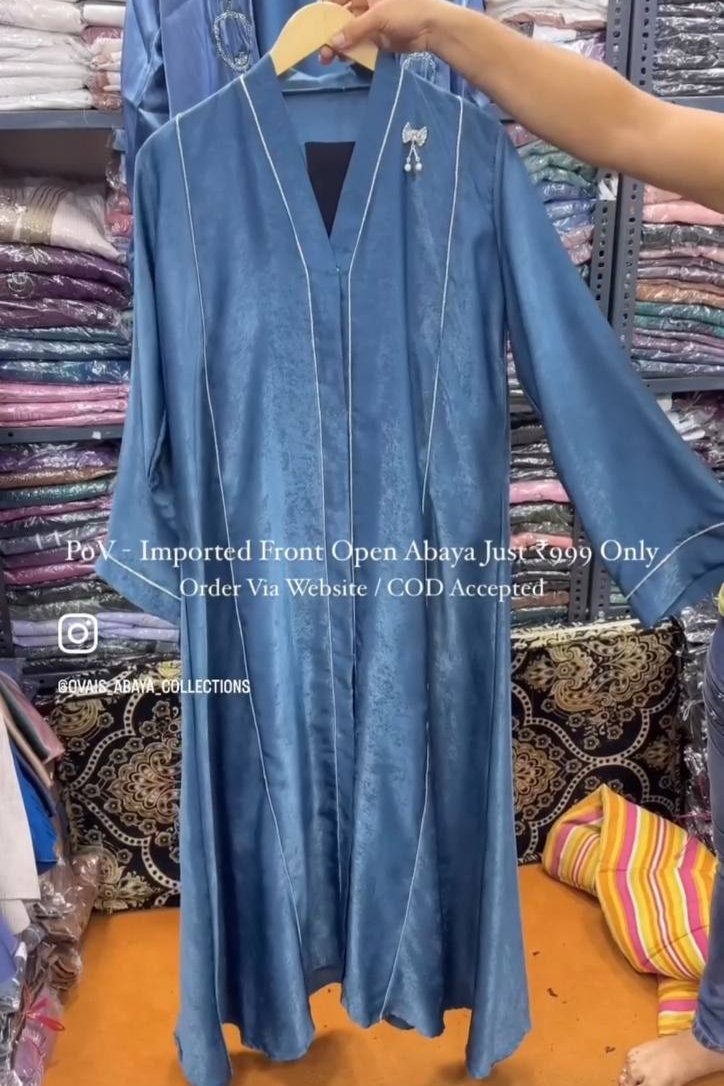 Amara Imported Front Open Abaya BLUE ( New Launch )