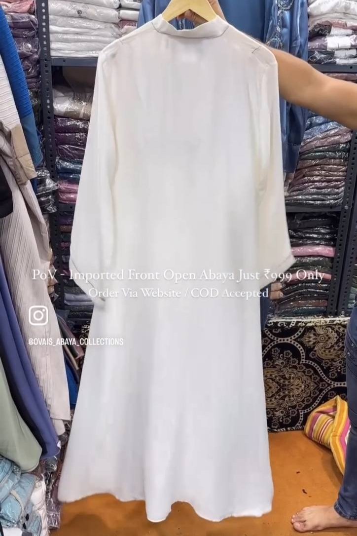 Amara Imported Front Open Abaya WHITE ( New Launch )