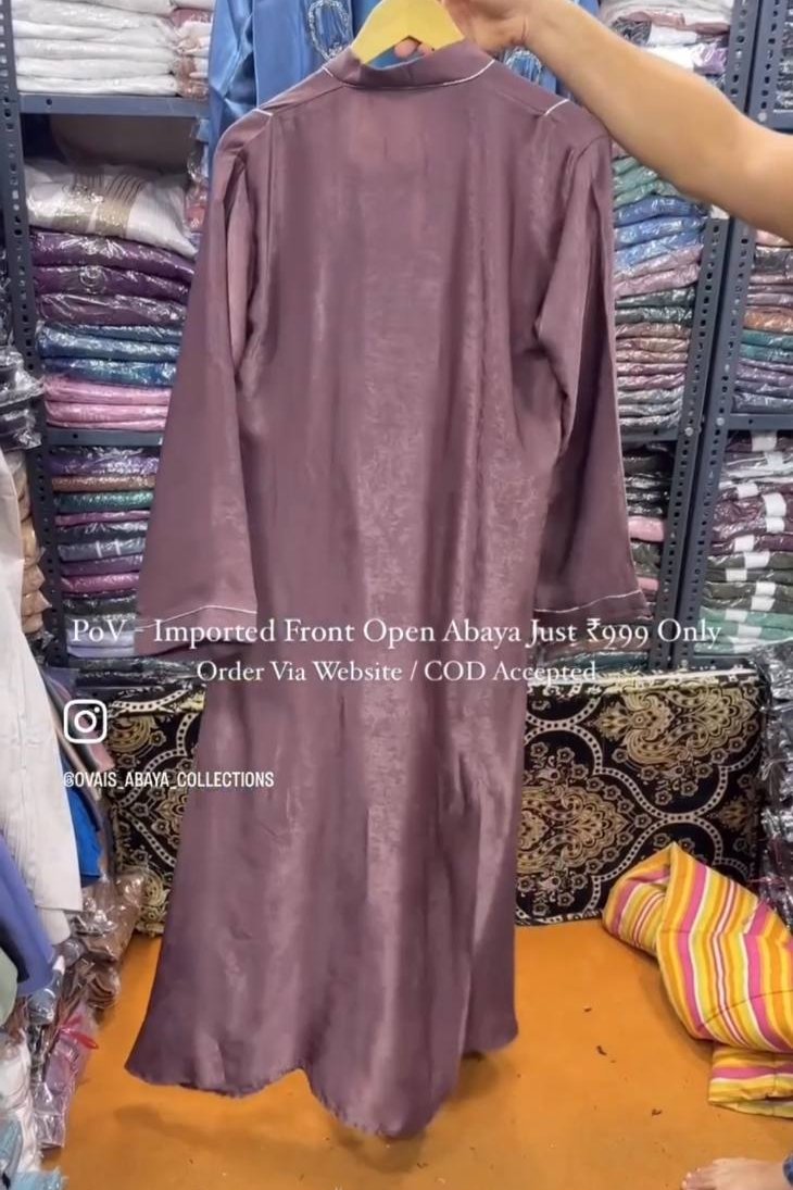 Amara Imported Front Open Abaya DUSTY PINK ( New Launch )