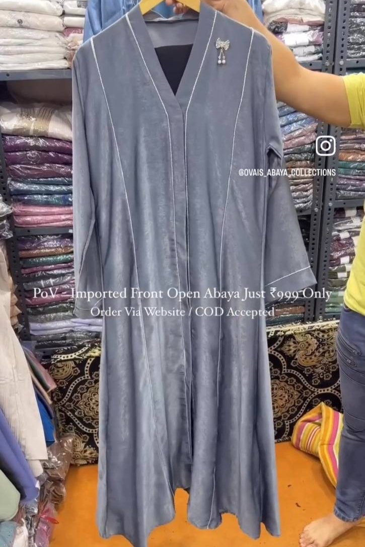 Amara Imported Front Open Abaya GRAY ( New Launch )