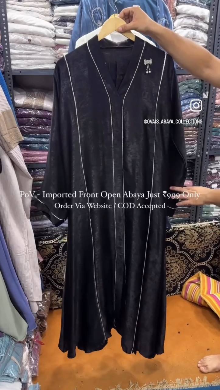 Amara Imported Front Open Abaya BLACK ( New Launch )