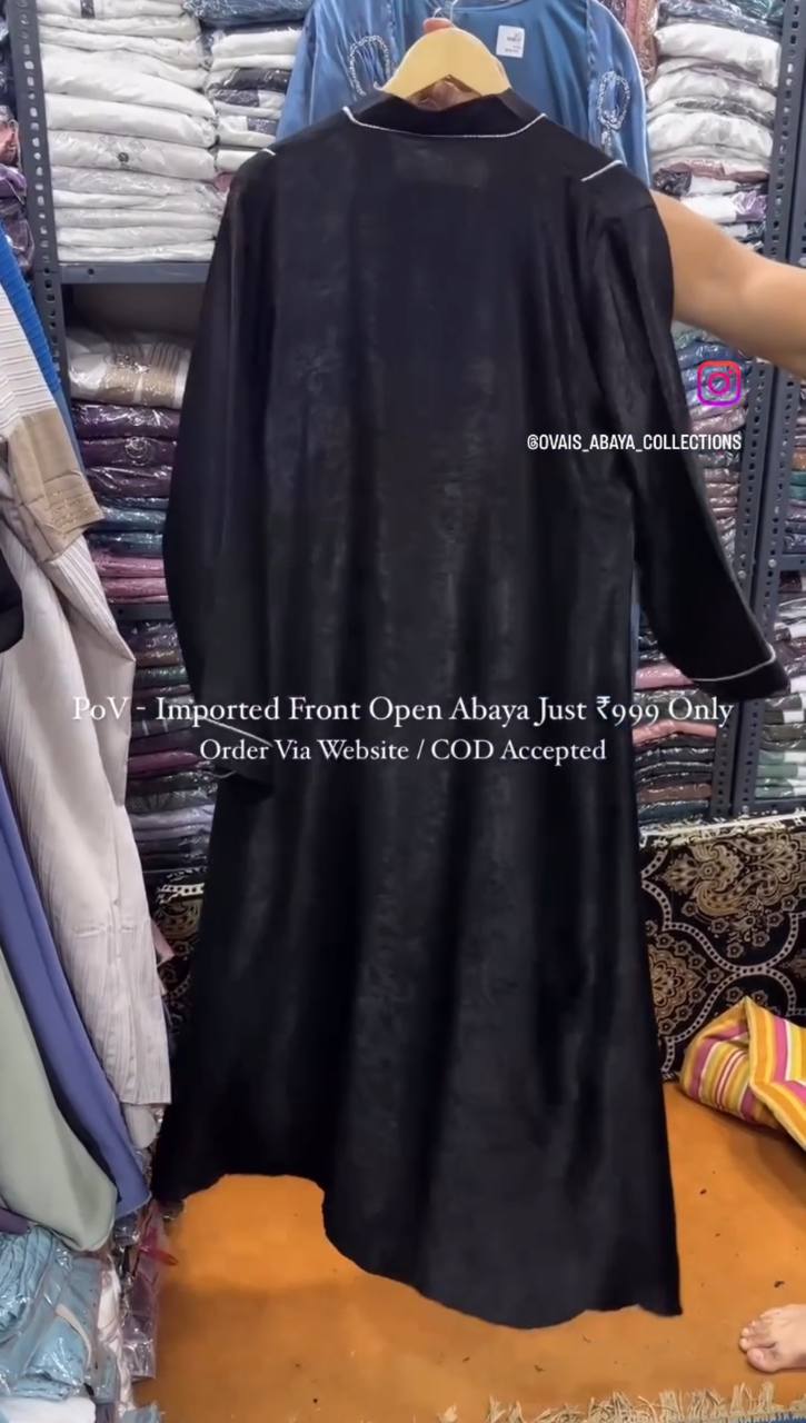 Amara Imported Front Open Abaya BLACK ( New Launch )