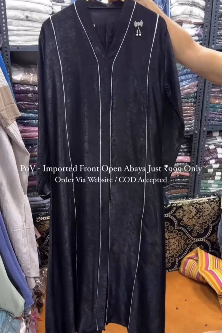 Amara Imported Front Open Abaya BLACK ( New Launch )