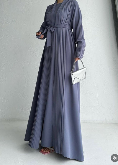 AMEERAH DOUBLE SHRUG ABAYA | LITE GRAY