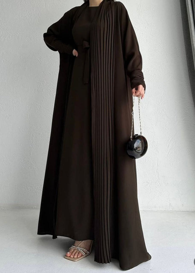 AMEERAH DOUBLE SHRUG ABAYA | COFFEE