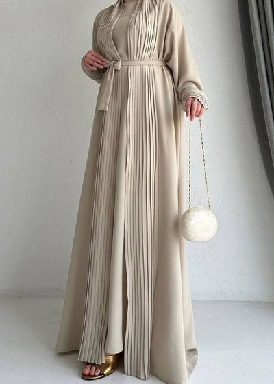 AMEERAH DOUBLE SHRUG ABAYA | NUDE