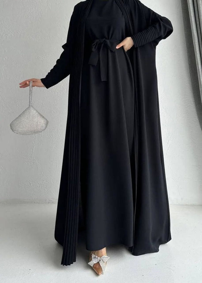 AMEERAH DOUBLE SHRUG ABAYA | BLACK