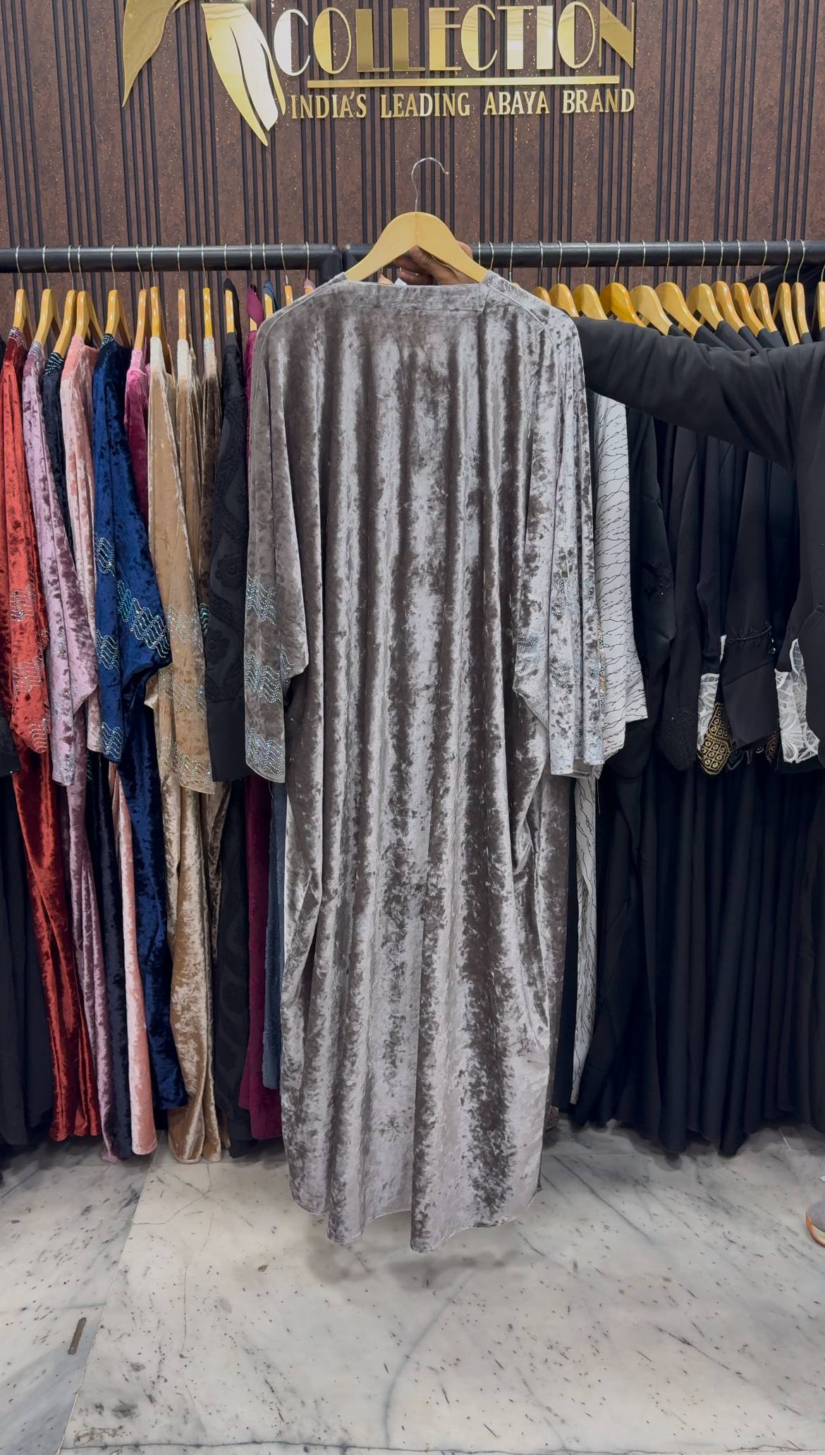 ANAYA VELVET KAFTAN ABAYA | SLASH GRAY