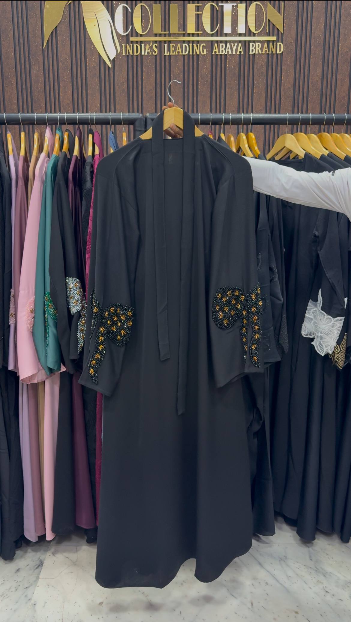 RUKHSAR FRONT OPEN ABAYA | BLK2GDN
