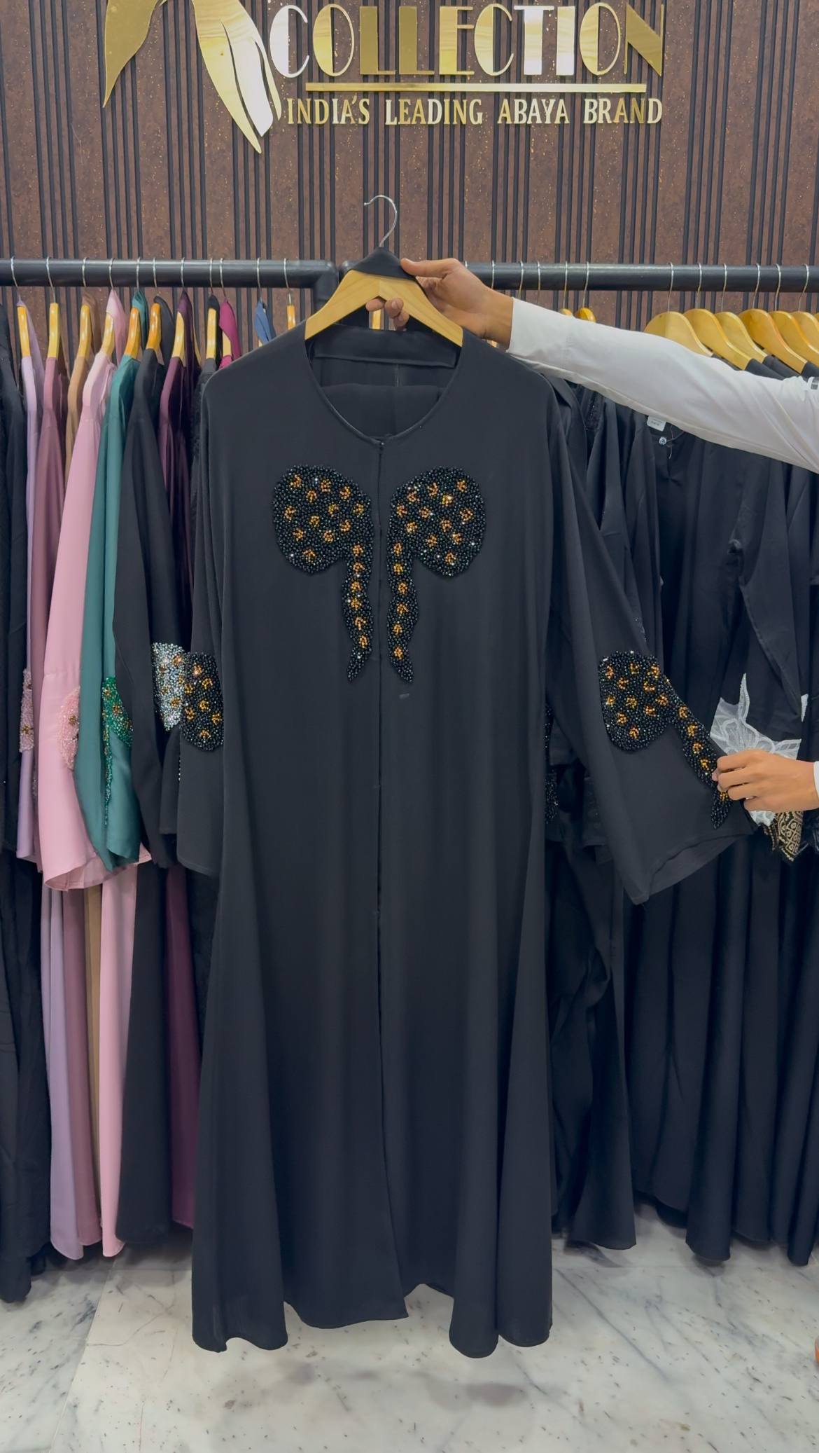RUKHSAR FRONT OPEN ABAYA | BLK2GDN