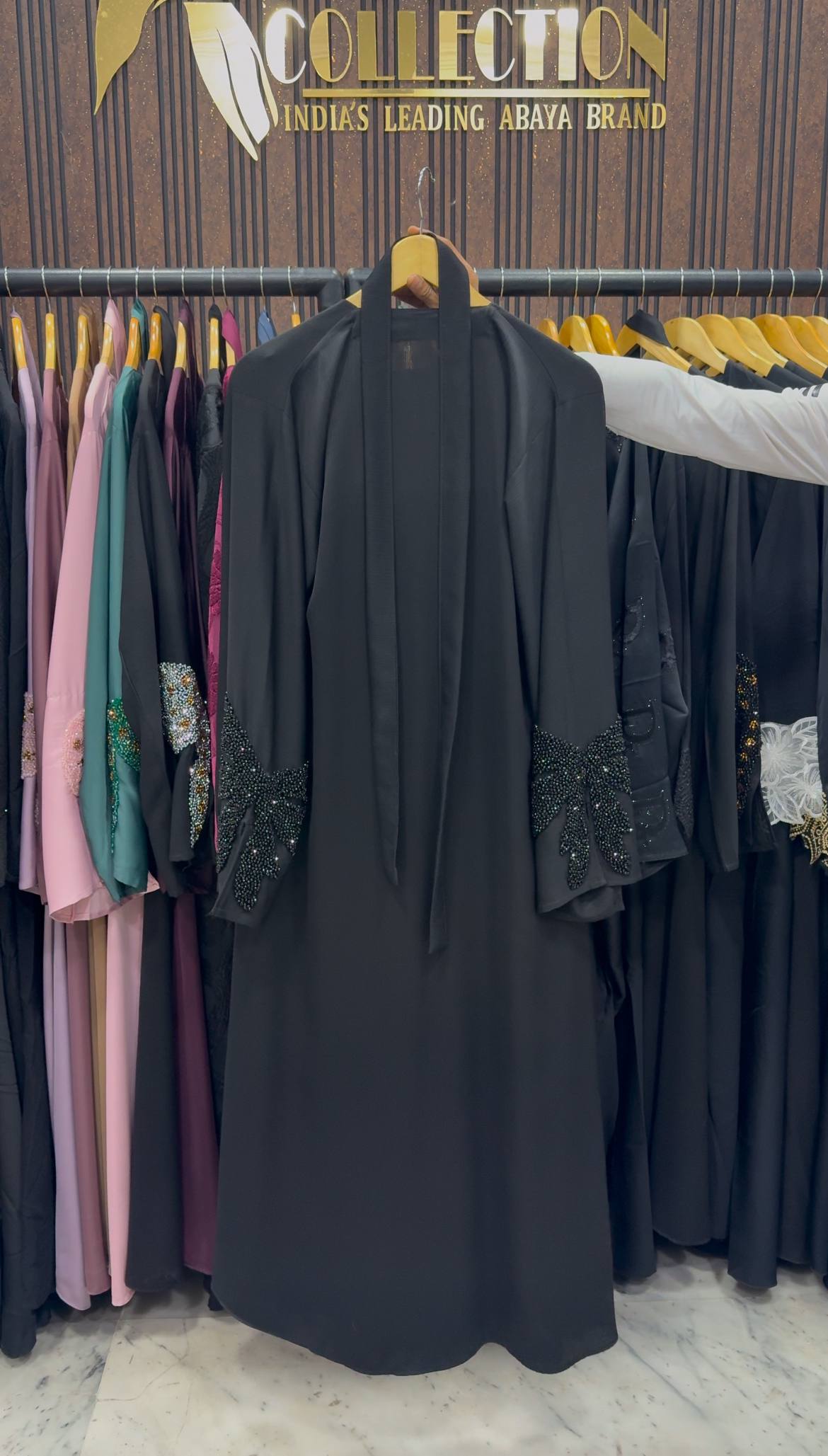 RUKHSAR FRONT OPEN ABAYA | BLK2BLK