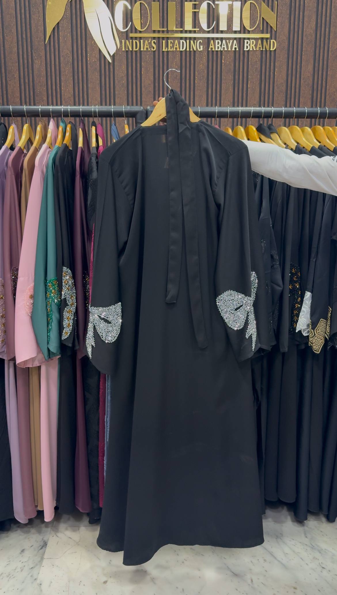 RUKHSAR FRONT OPEN ABAYA | BLK2WHT