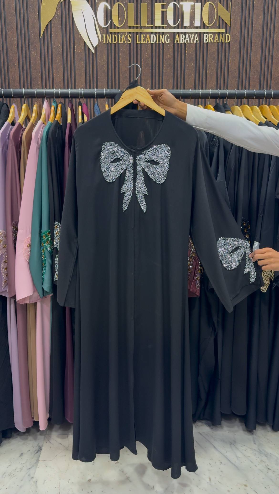 RUKHSAR FRONT OPEN ABAYA | BLK2WHT