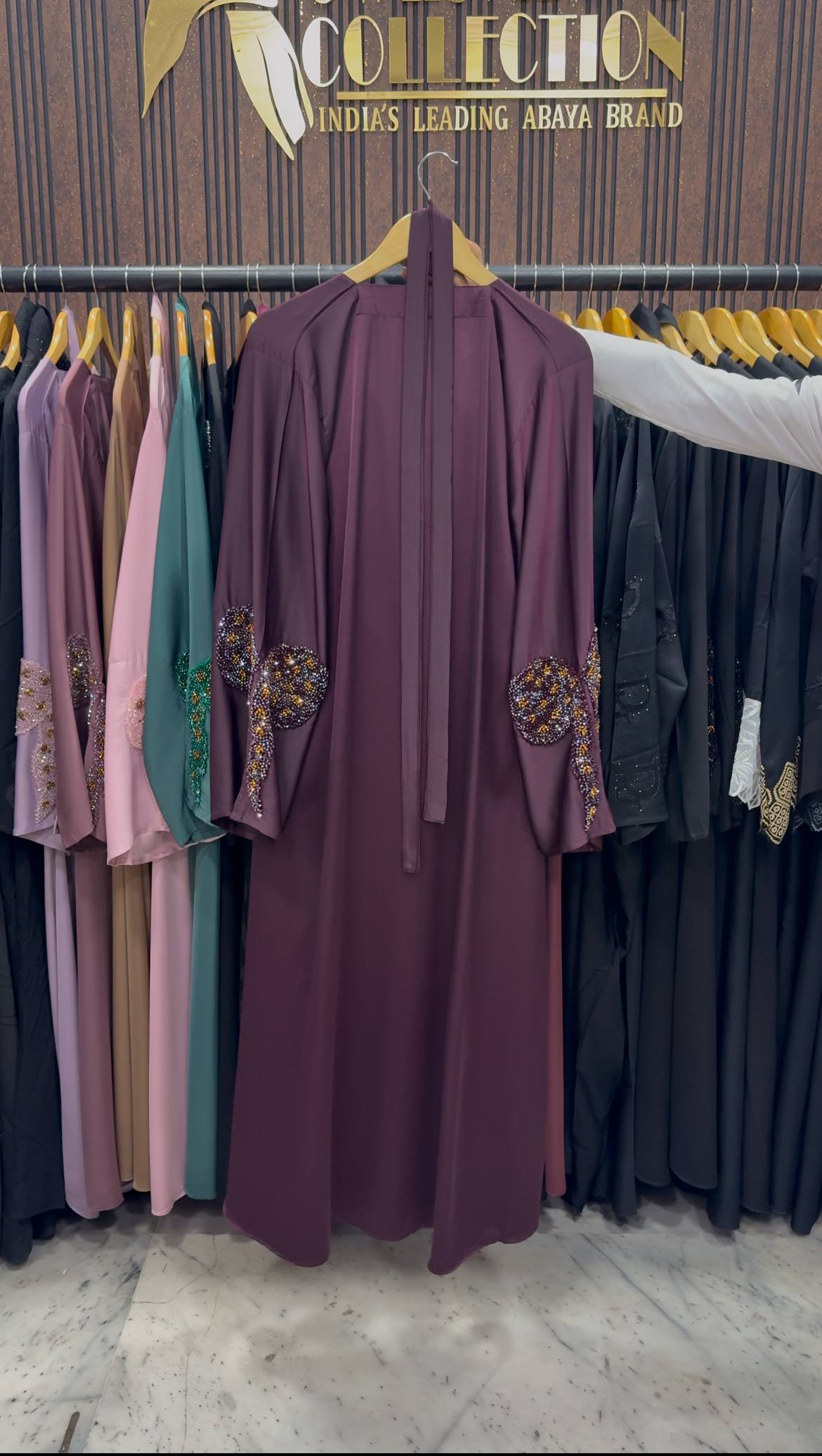 RUKHSAR FRONT OPEN ABAYA | WINE