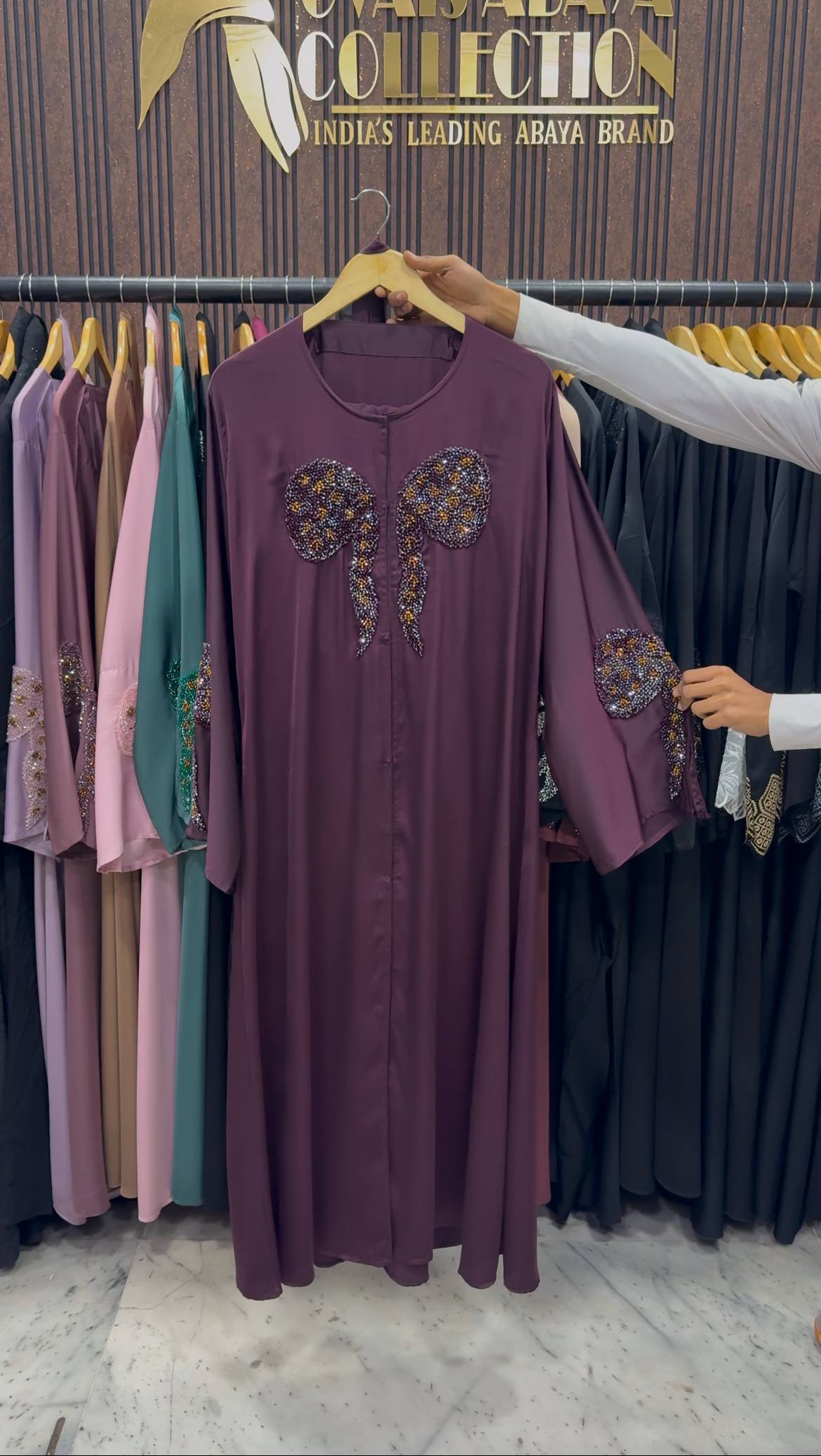 RUKHSAR FRONT OPEN ABAYA | WINE