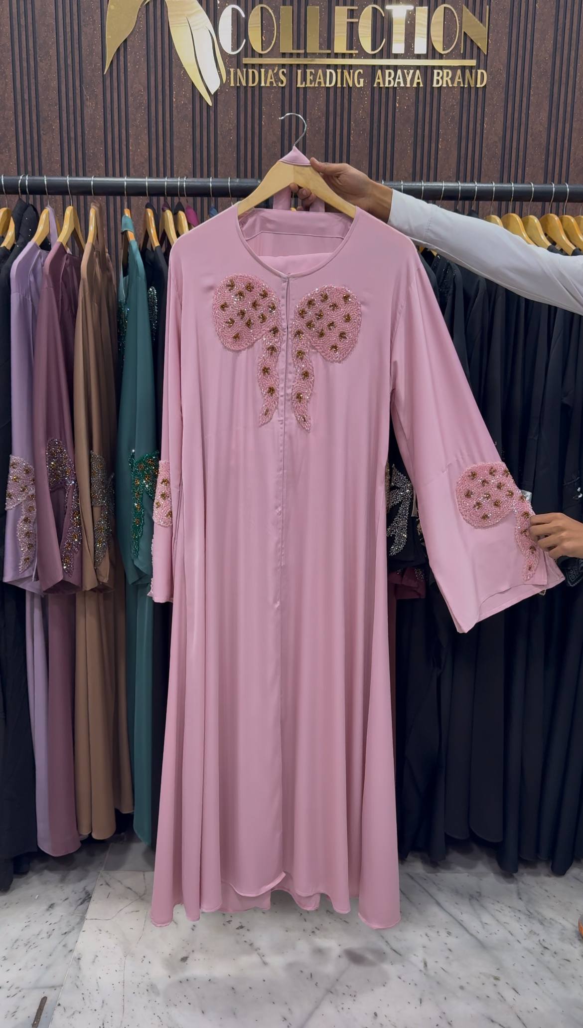 RUKHSAR FRONT OPEN ABAYA | BABY PINK