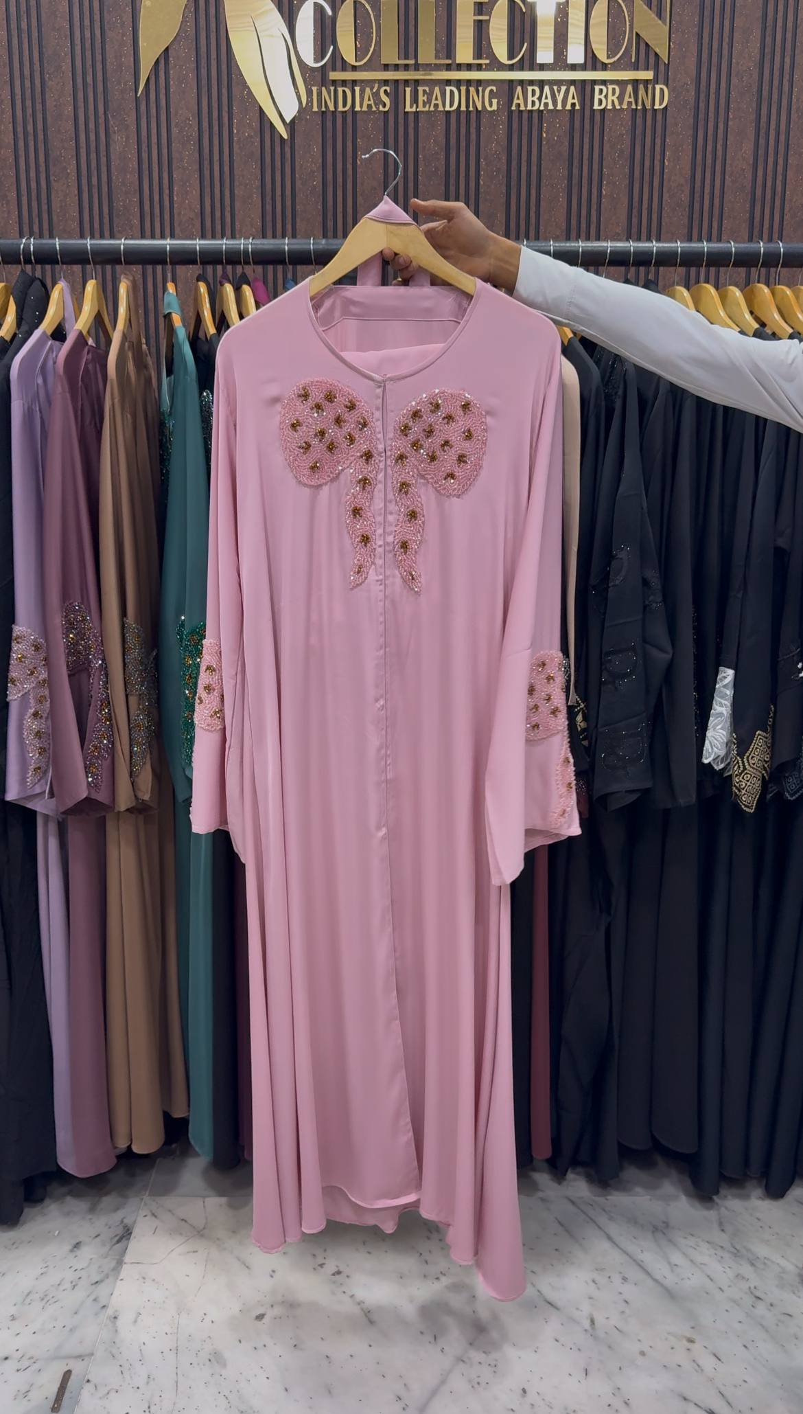 RUKHSAR FRONT OPEN ABAYA | BABY PINK