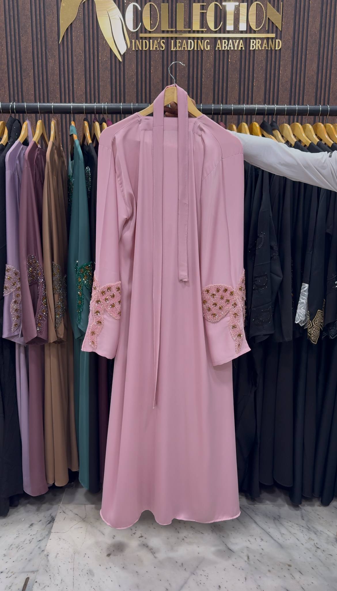 RUKHSAR FRONT OPEN ABAYA | BABY PINK