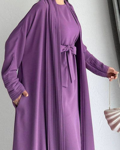 AMEERAH DOUBLE SHRUG ABAYA | LAVENDER