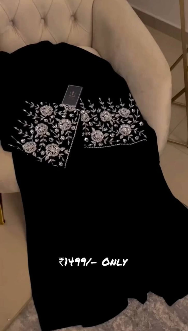 INAYA FRONT OPEN ABAYA | BLACK