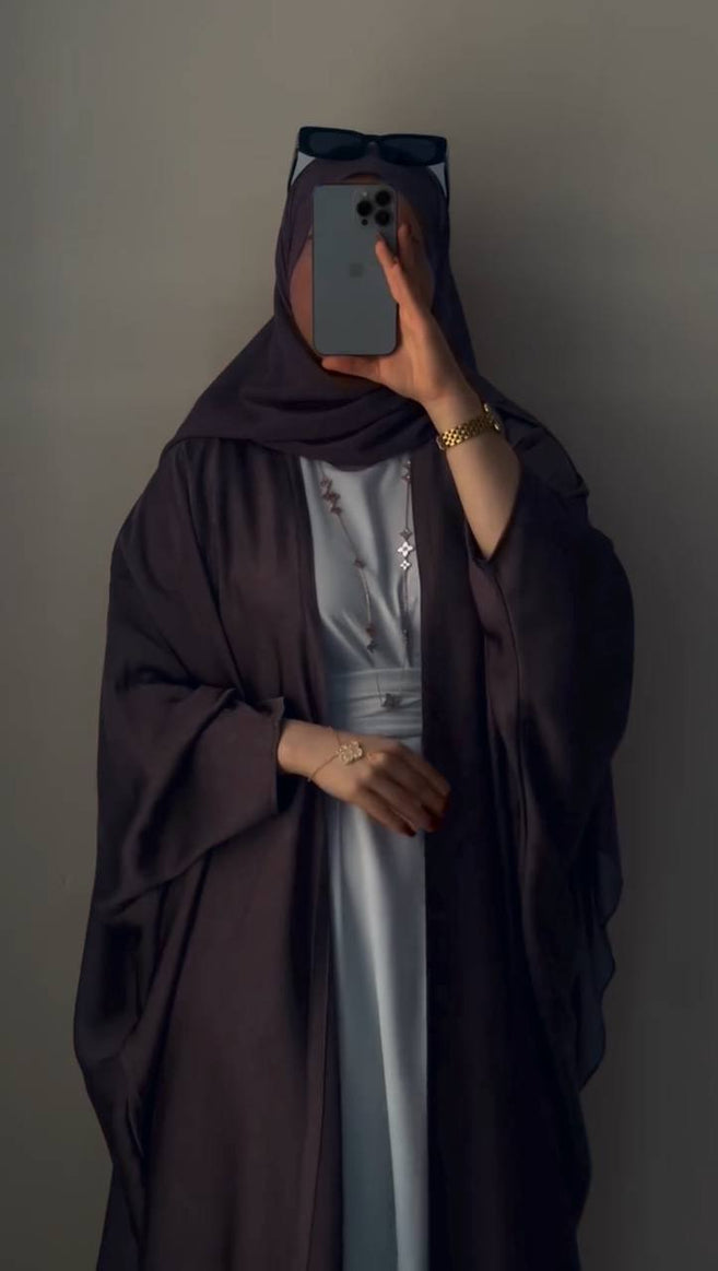 YASHFAH DOUBLE SHRUG ABAYA | BROWN