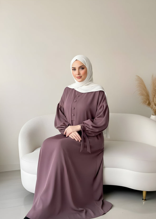 TAHURA BALLON SLEEVE ABAYA | NUDE