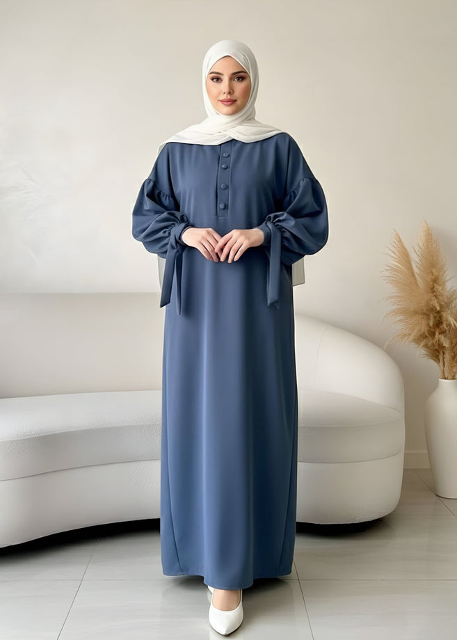 TAHURA BALLON SLEEVE ABAYA | GRAY