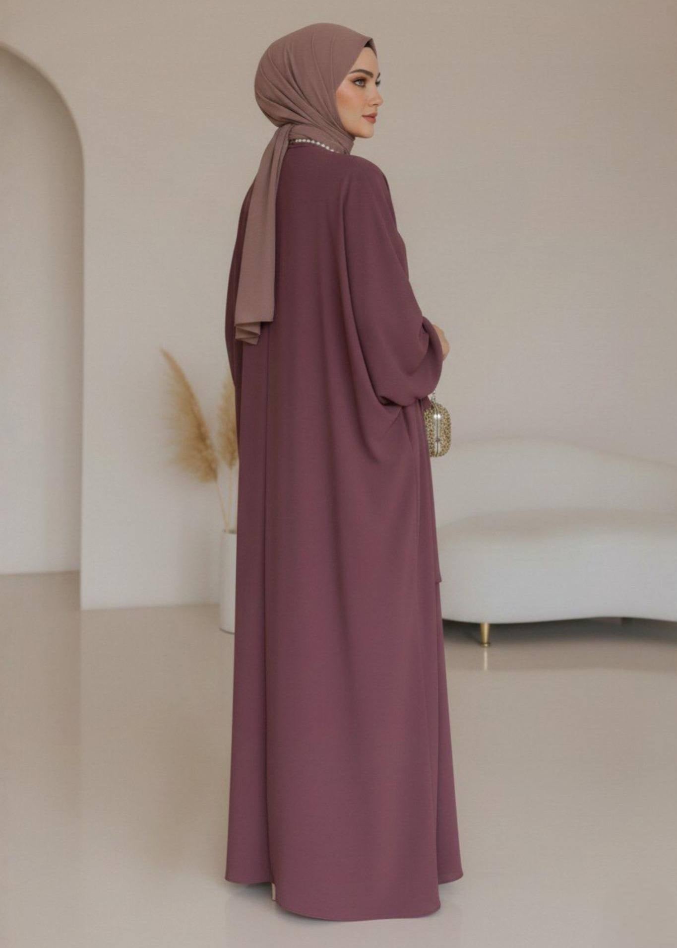 FROZEN DOUBLE SHRUG ABAYA | DUSTY PINK