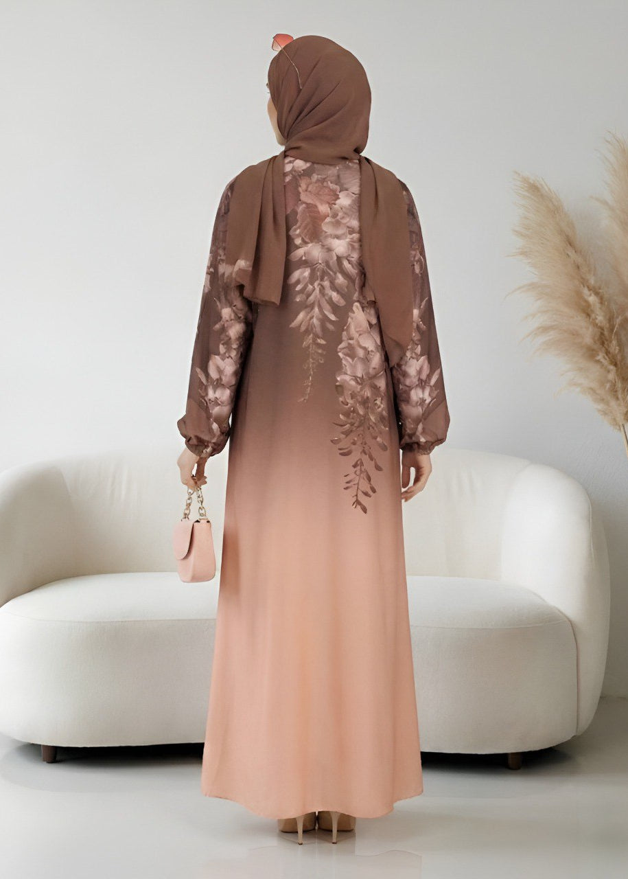 ALIZA PRINTED ABAYA | ROSE GOLD