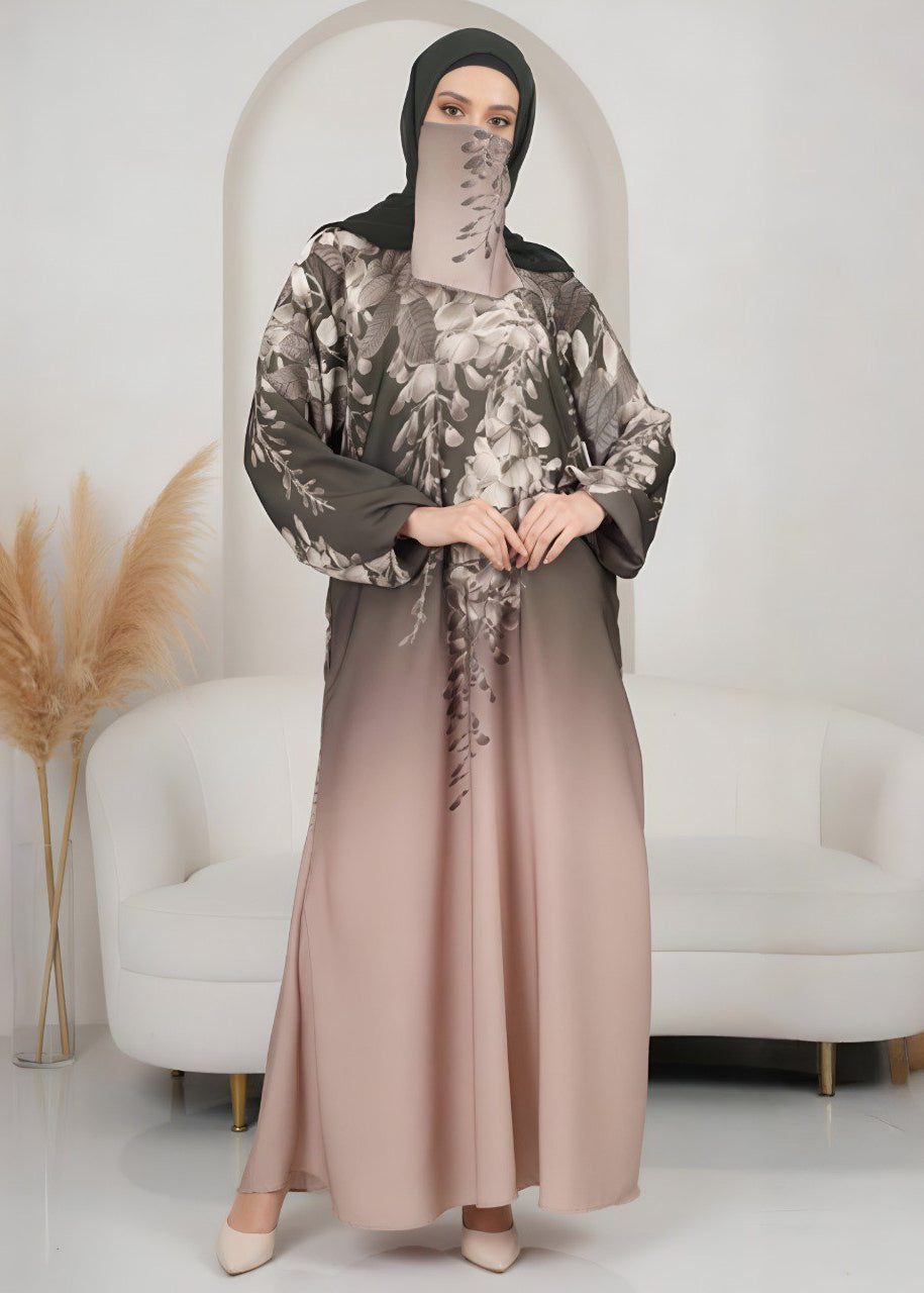 ALIZA PRINTED ABAYA | OLIVE