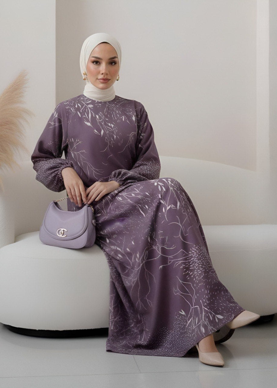 ALIZA PRINTED ABAYA | LITE PURPLE