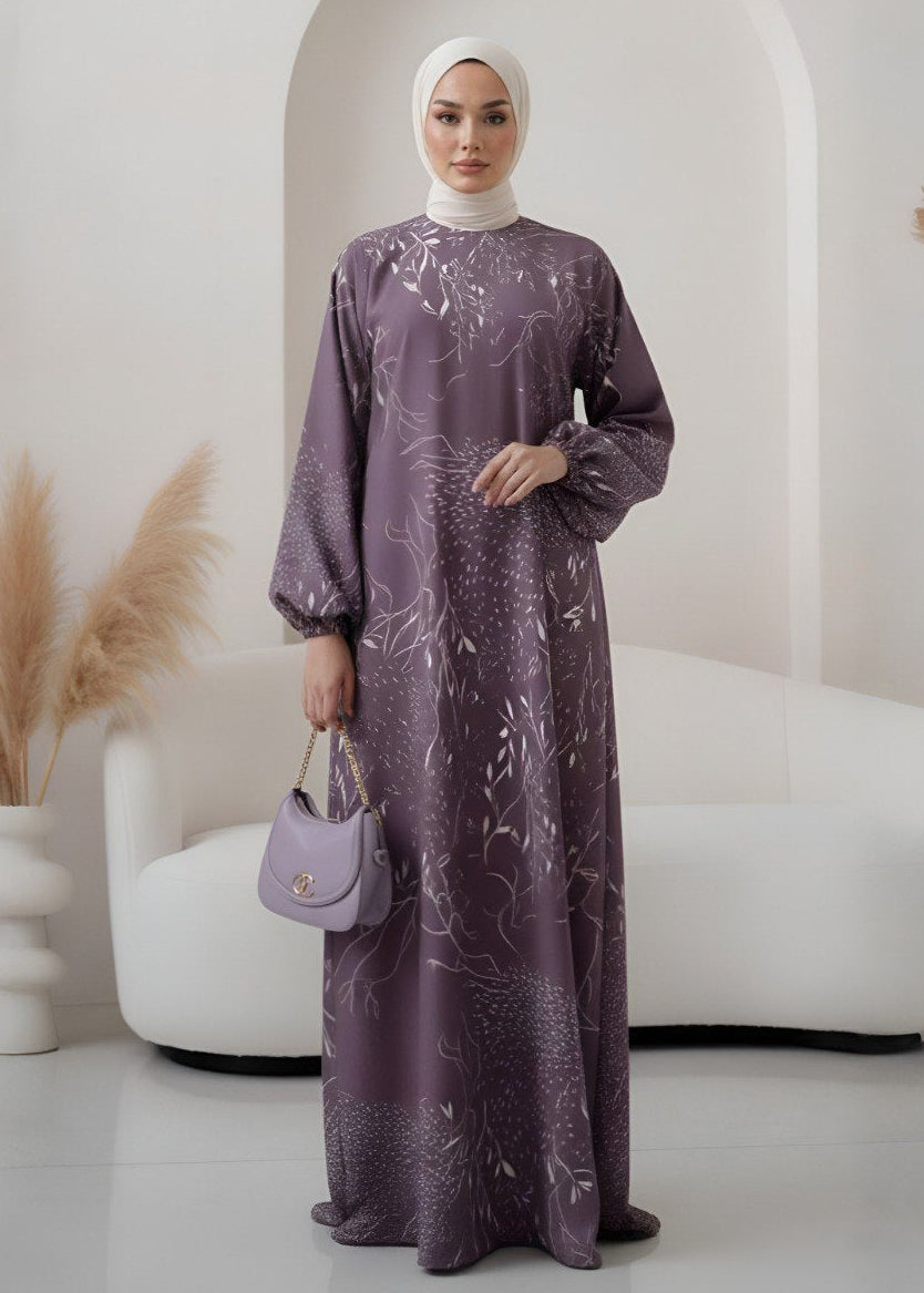 ALIZA PRINTED ABAYA | LITE PURPLE