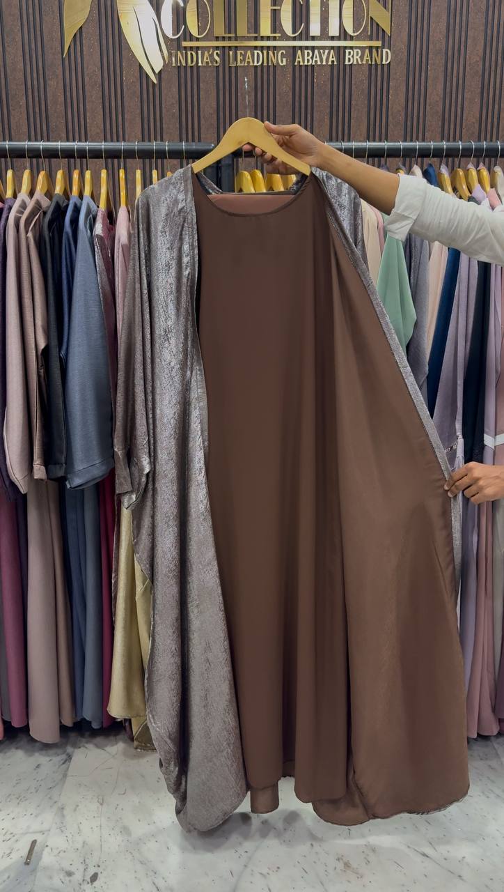 AL-HURIYA DOUBLE SHRUG ABAYA | COFFEE