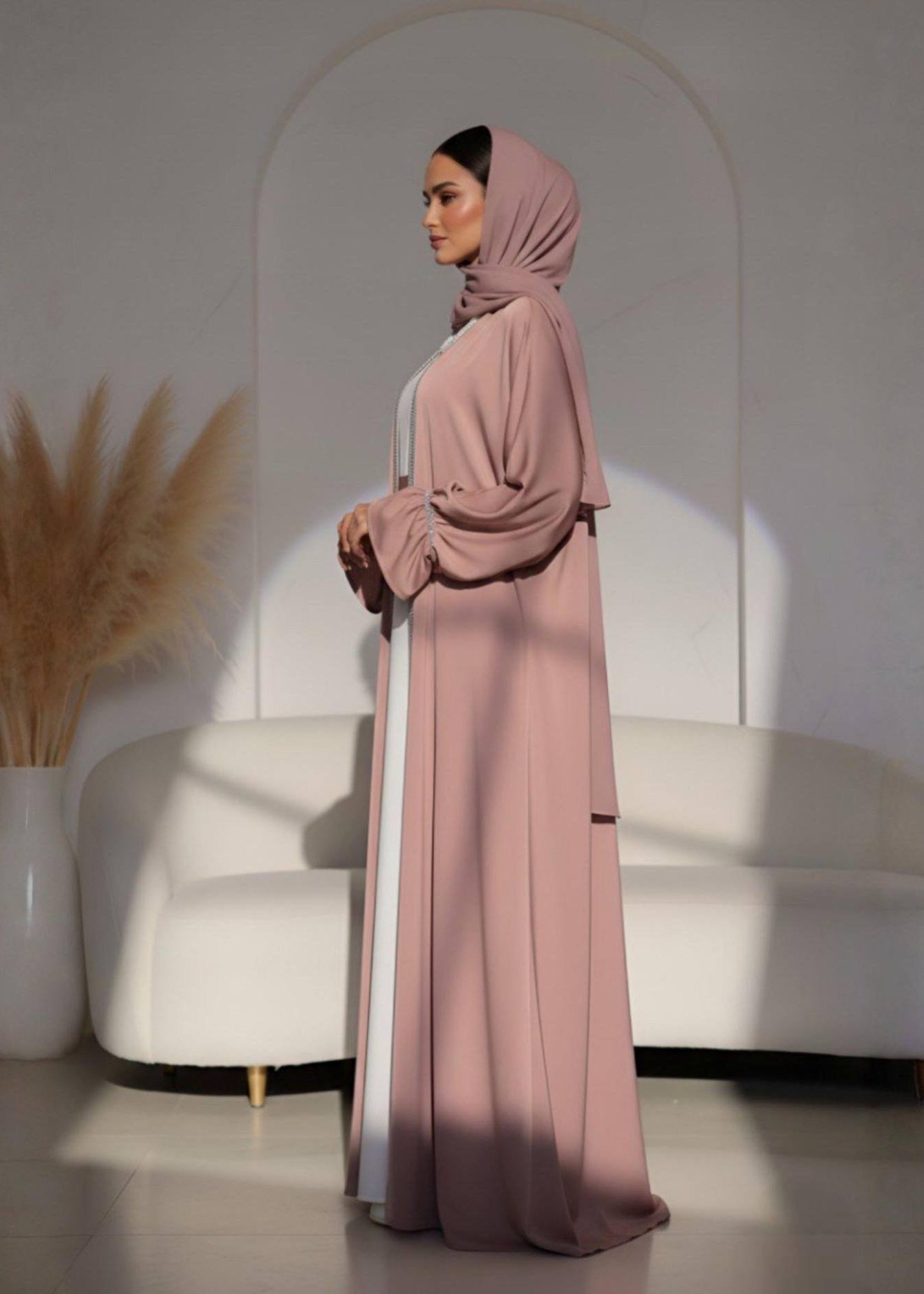 SAHARA DOUBLE SHRUG ABAYA | GHESTNUT LITE