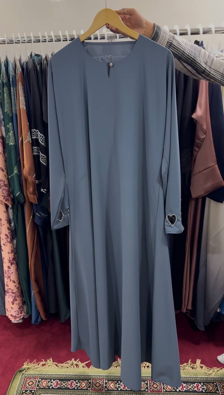 HAZAL HEART SLEEVE ABAYA | GRAY