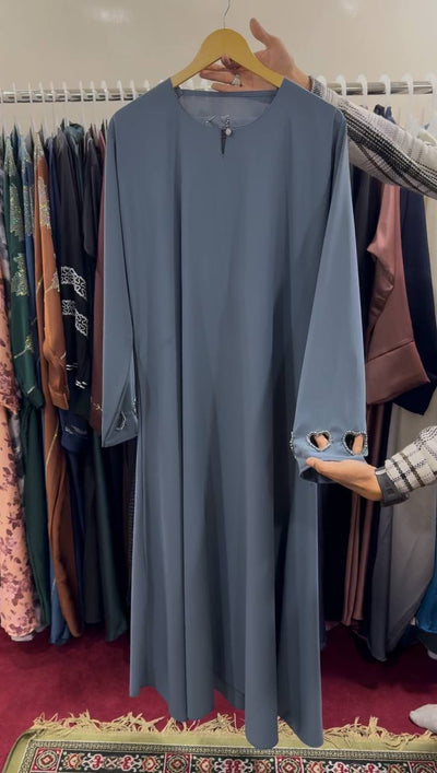 HAZAL HEART SLEEVE ABAYA | GRAY