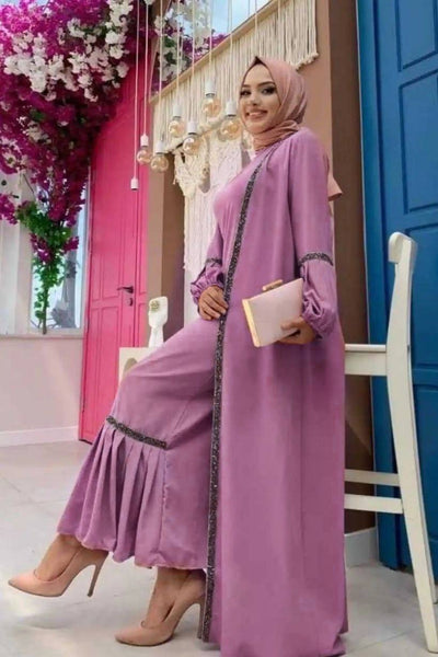 ALIYA DOUBLE SHRUG ABAYA | LITE PINK