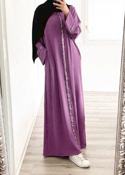 LAIBA STONE LACE ABAYA | DARK PINK