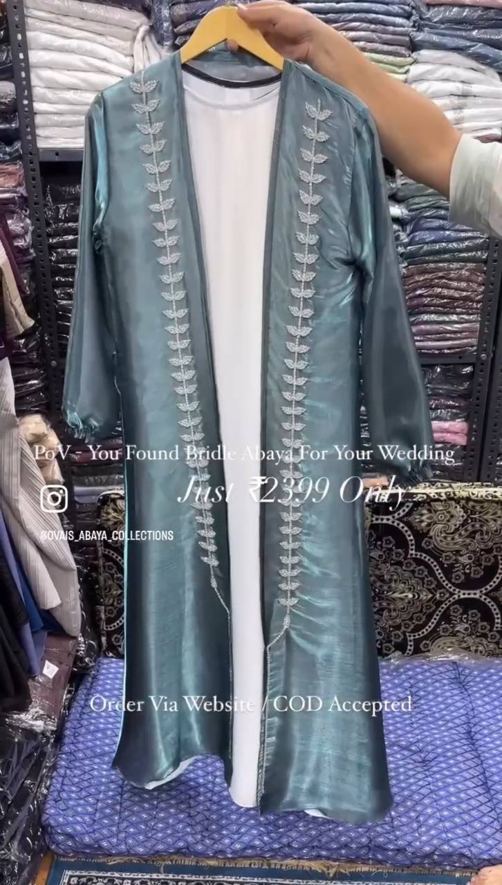 Alima Turkey Double Shrug Organza Bridle Abaya ( Imported Article )