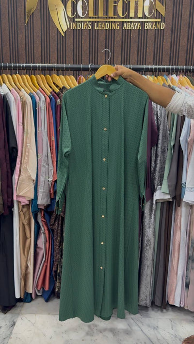 SAHIBA FRONT OPEN ABAYA | GREEN