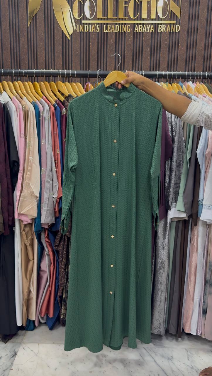 SAHIBA FRONT OPEN ABAYA | GREEN