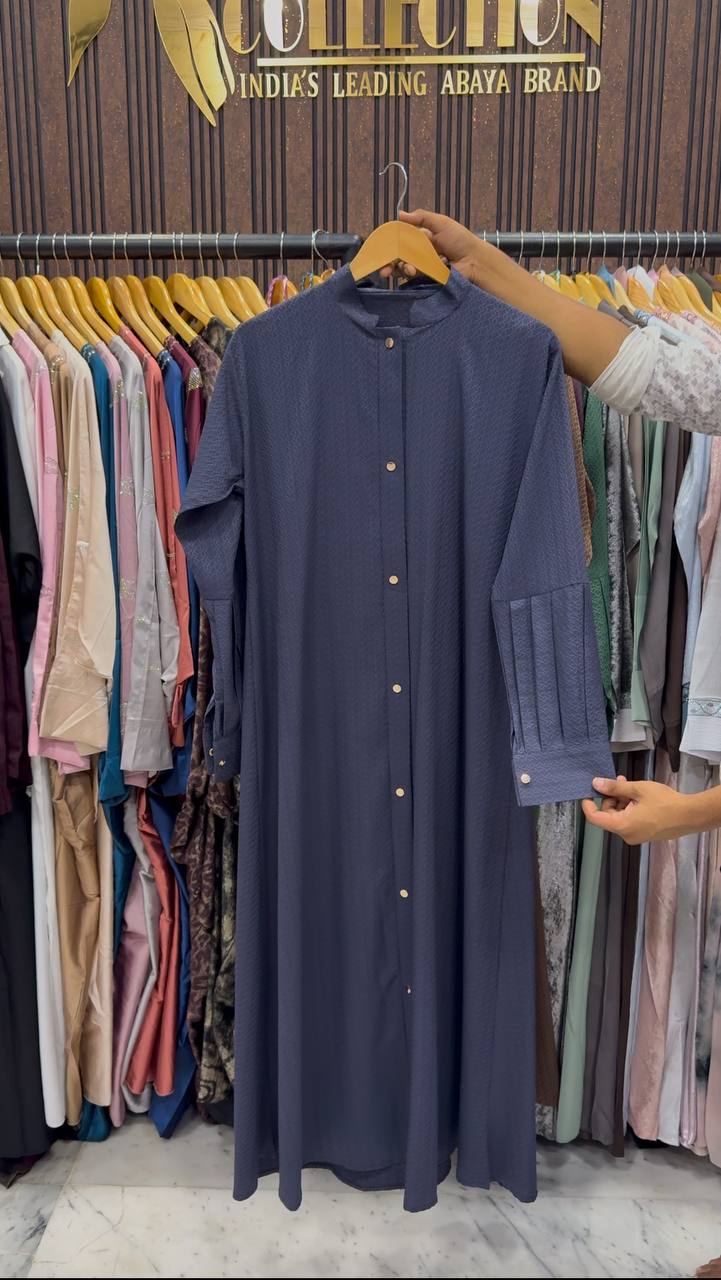 SAHIBA FRONT OPEN ABAYA | BLUE