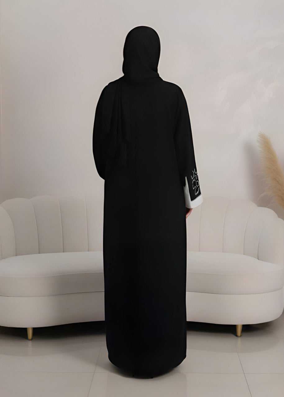RAHEEN HANDWORK ABAYA | BLK2WHT
