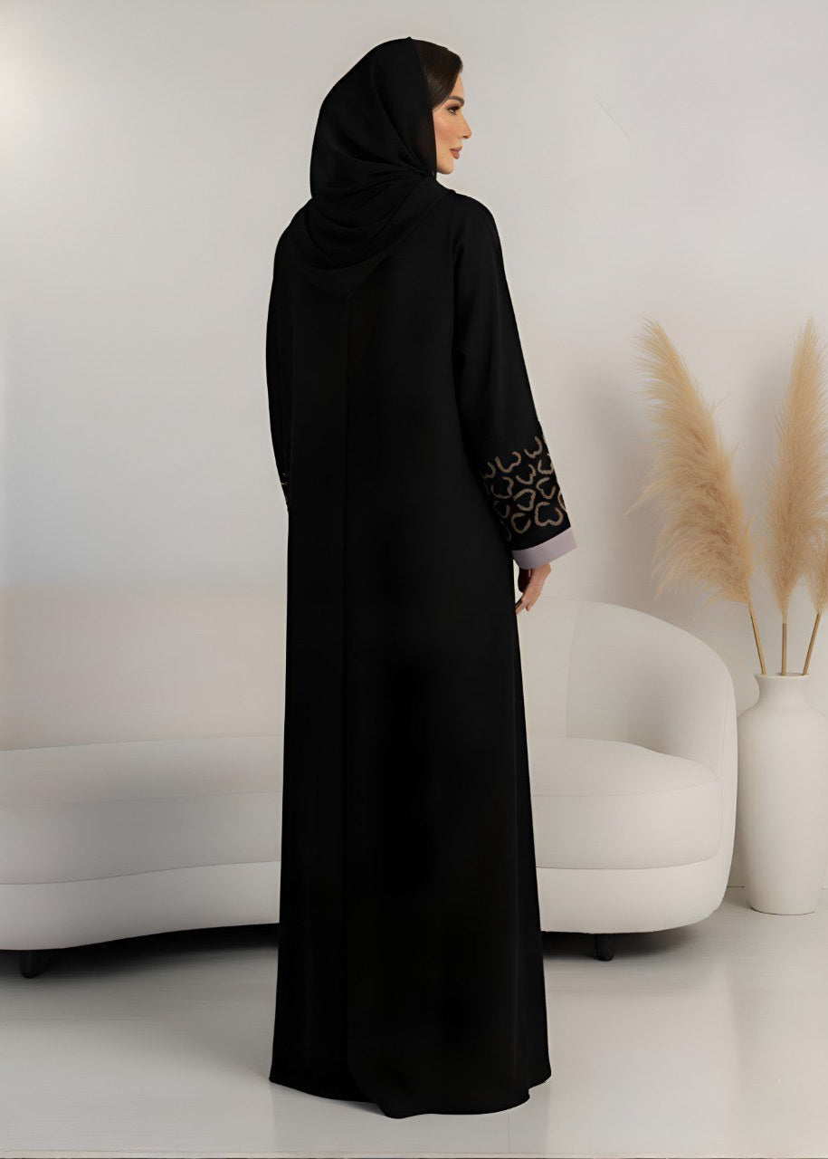 RAHEEN HANDWORK ABAYA | BLK2PNK