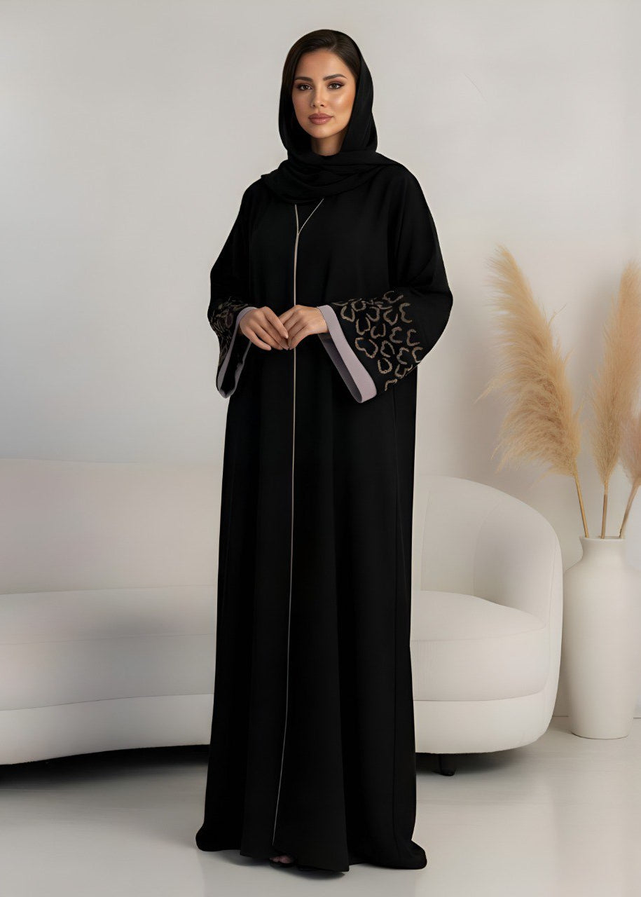 RAHEEN HANDWORK ABAYA | BLK2PNK